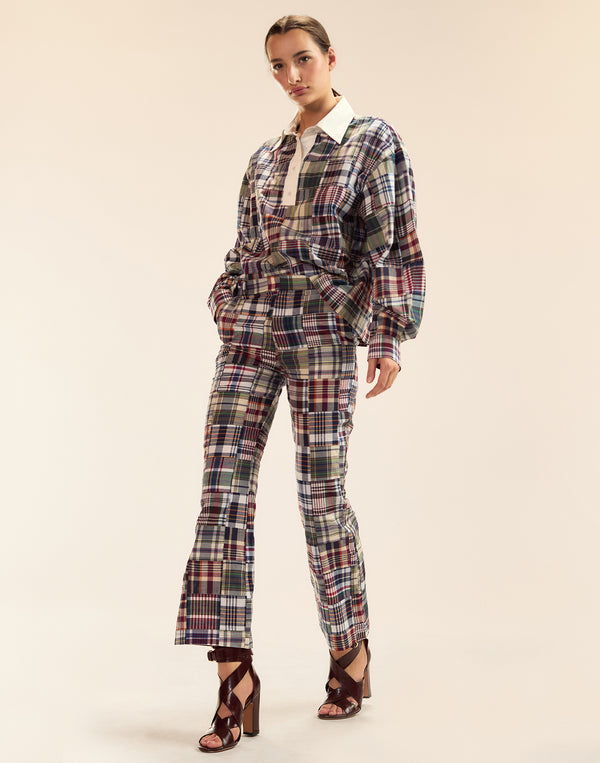 Cynthia Rowley Marisol Madras Cropped Trouser