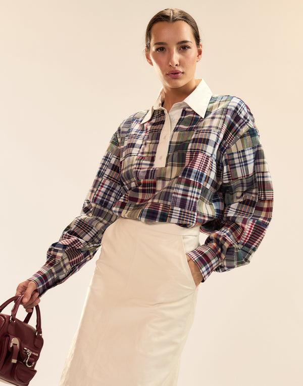 Cynthia Rowley Marisol Madras Rugby Shirt