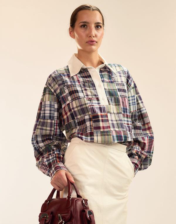 Cynthia Rowley Marisol Madras Rugby Shirt