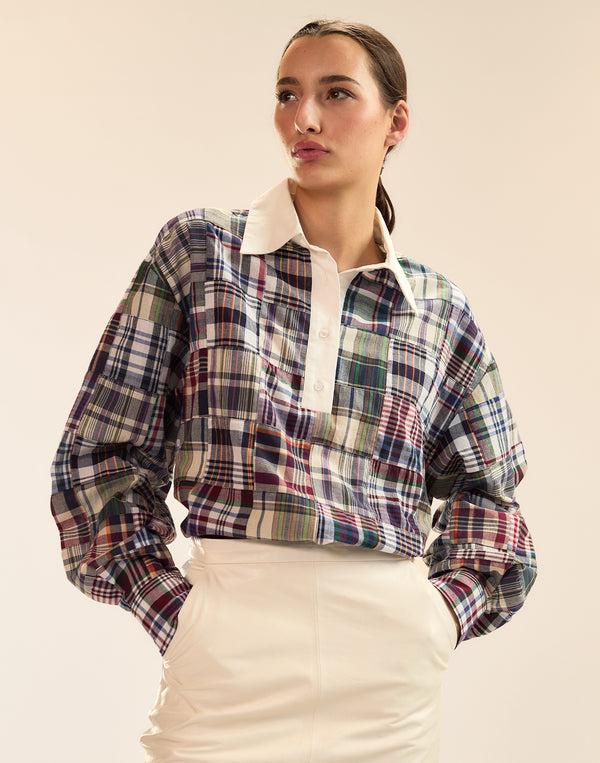 cynthia rowley Marisol Madras Rugby Shirt
