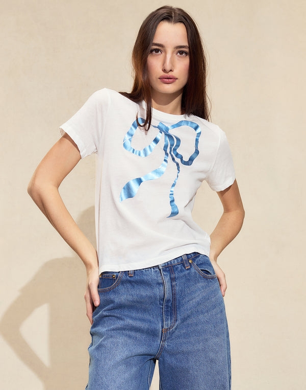 Cynthia Rowley Metallic Bow Tee