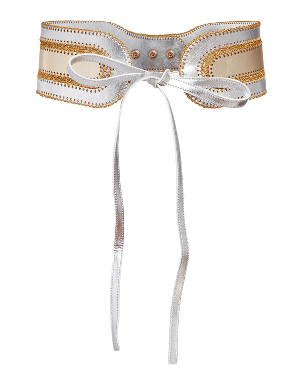 cynthia rowley Metallic Vegan Leather Belt