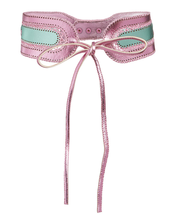 cynthia rowley Metallic Vegan Leather Belt