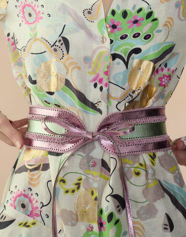 Cynthia Rowley Metallic Vegan Leather Belt