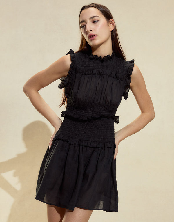 Cynthia Rowley Noir Ramie Mini Dress