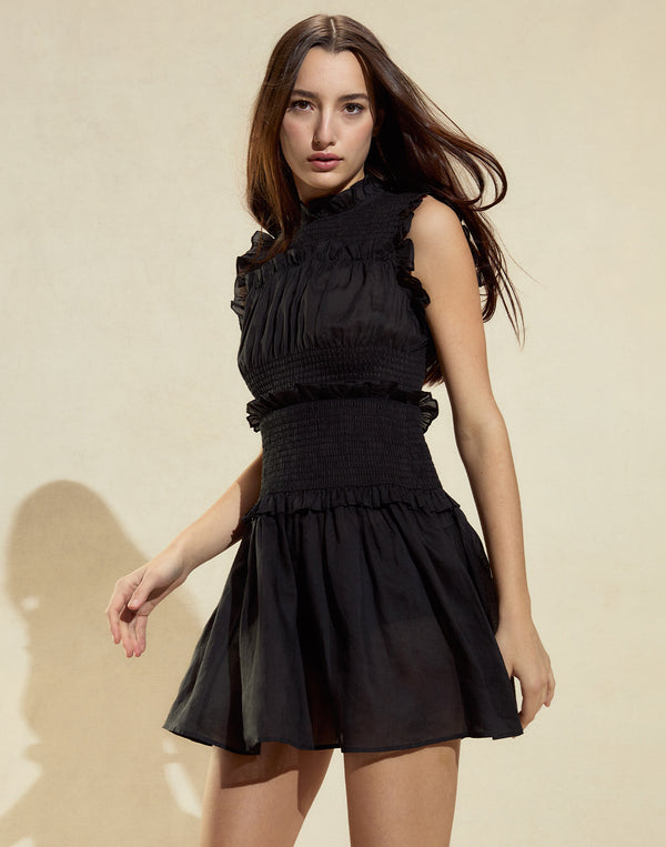 Cynthia Rowley Noir Ramie Mini Dress