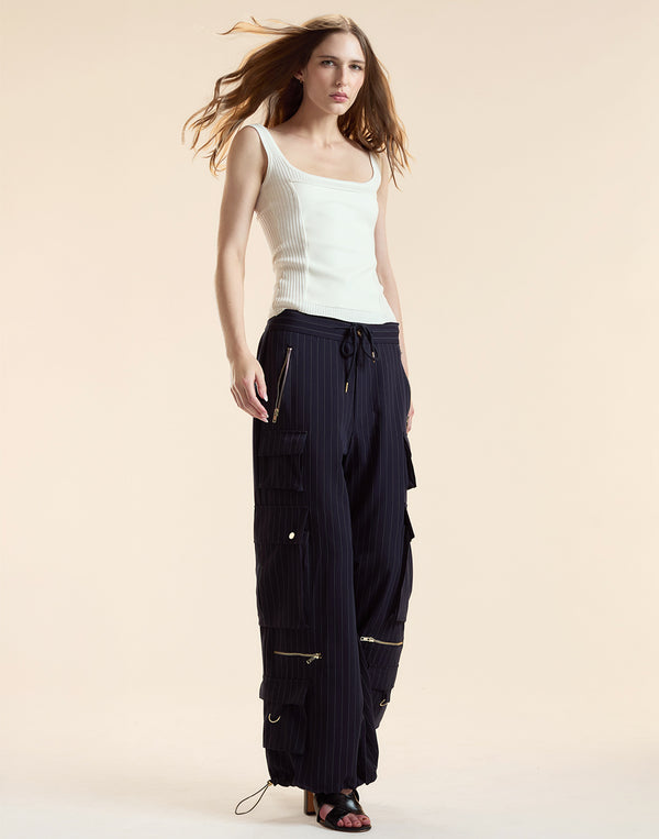 Cynthia Rowley Pinstripe Cargo Pants