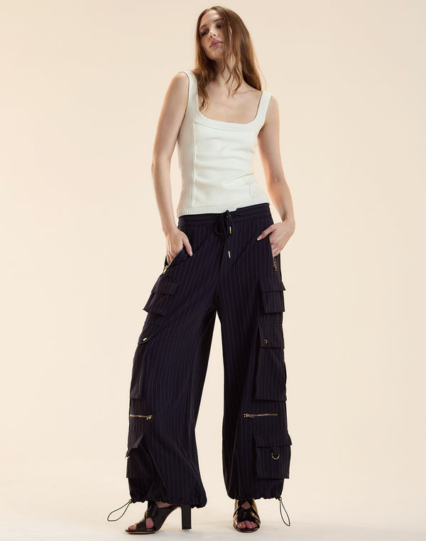 Cynthia Rowley Pinstripe Cargo Pants