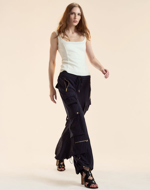 Cynthia Rowley Pinstripe Cargo Pants