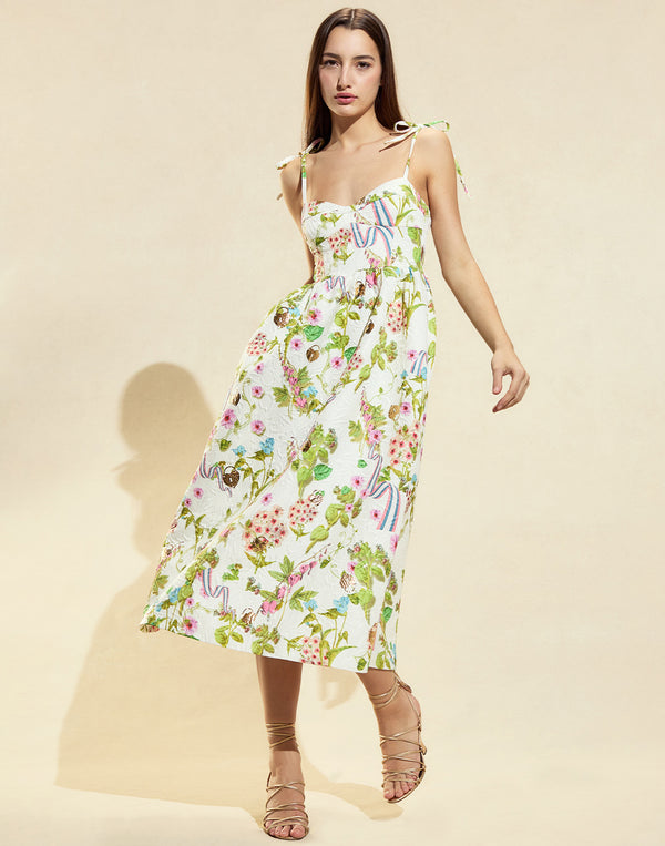 cynthia rowley Printed Brocade Midi Dress