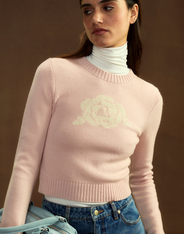 Cynthia Rowley Rosette Wool Cashmere Sweater