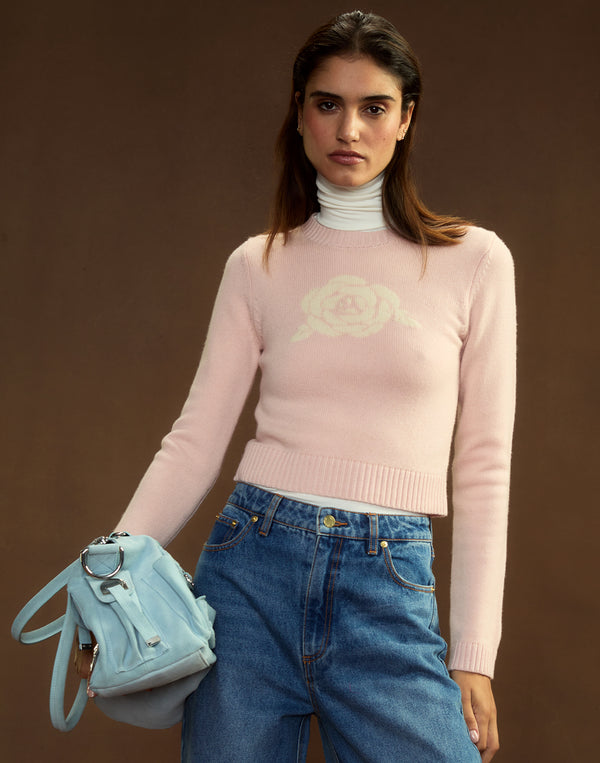 Cynthia Rowley Rosette Wool Cashmere Sweater
