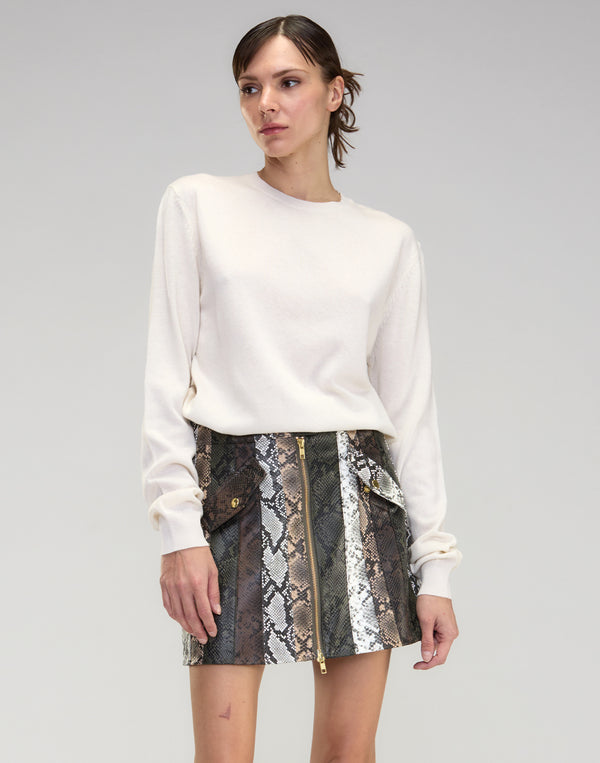 Cynthia Rowley Snake-Embossed Vegan Leather Skirt