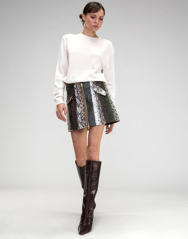 cynthia rowley Snake-Embossed Vegan Leather Skirt