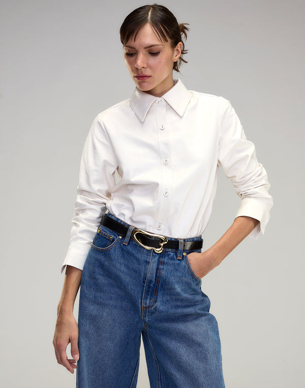 Cynthia Rowley The London Leather Button Up Shirt