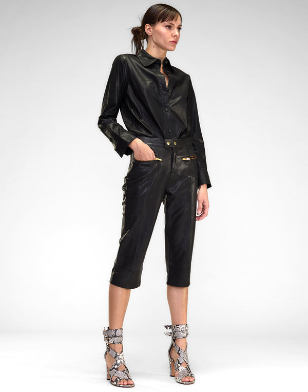 Cynthia Rowley The London Leather Button Up Shirt