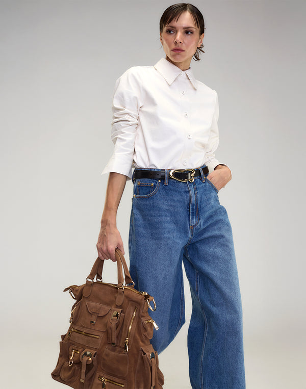 cynthia rowley The London Leather Button Up Shirt