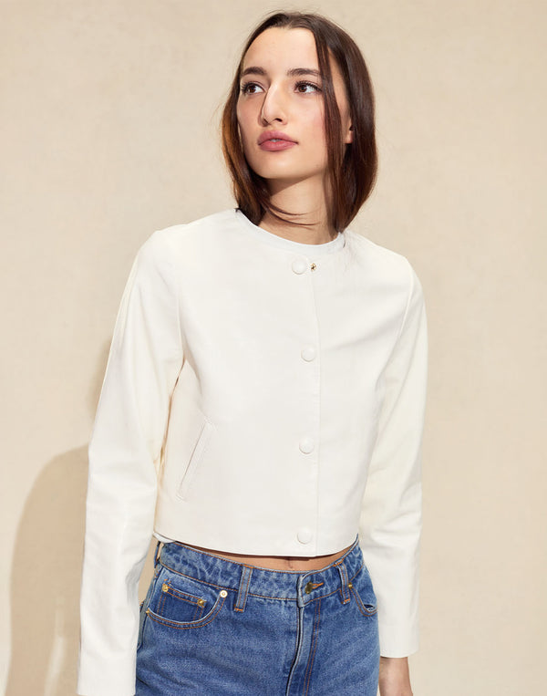 Cynthia Rowley The London Leather Cropped Jacket