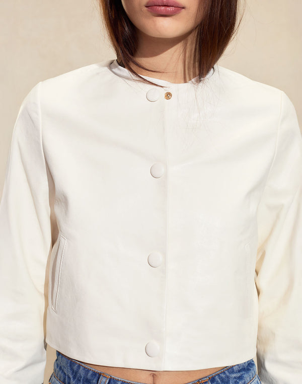 Cynthia Rowley The London Leather Cropped Jacket