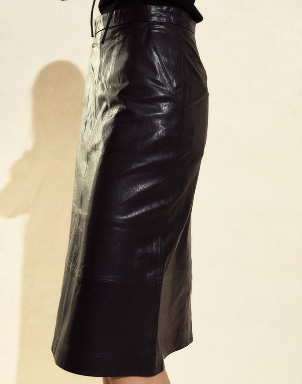 Cynthia Rowley The London Leather Midi Skirt