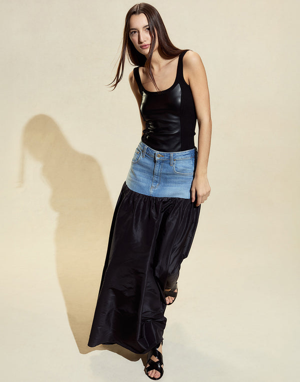 Cynthia Rowley Tribeca Vegan Leather Combo Top