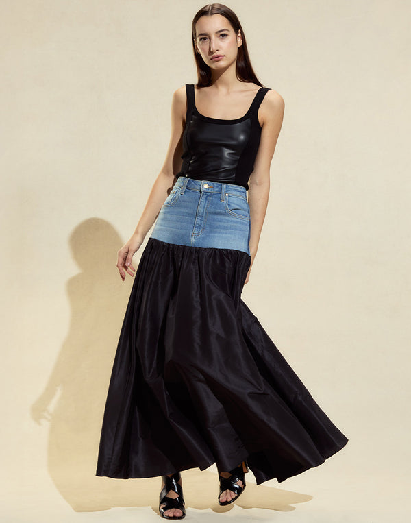 Cynthia Rowley Tribeca Vegan Leather Combo Top