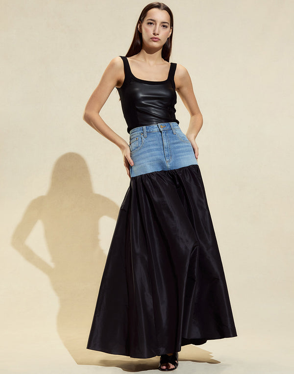 cynthia rowley Tribeca Vegan Leather Combo Top