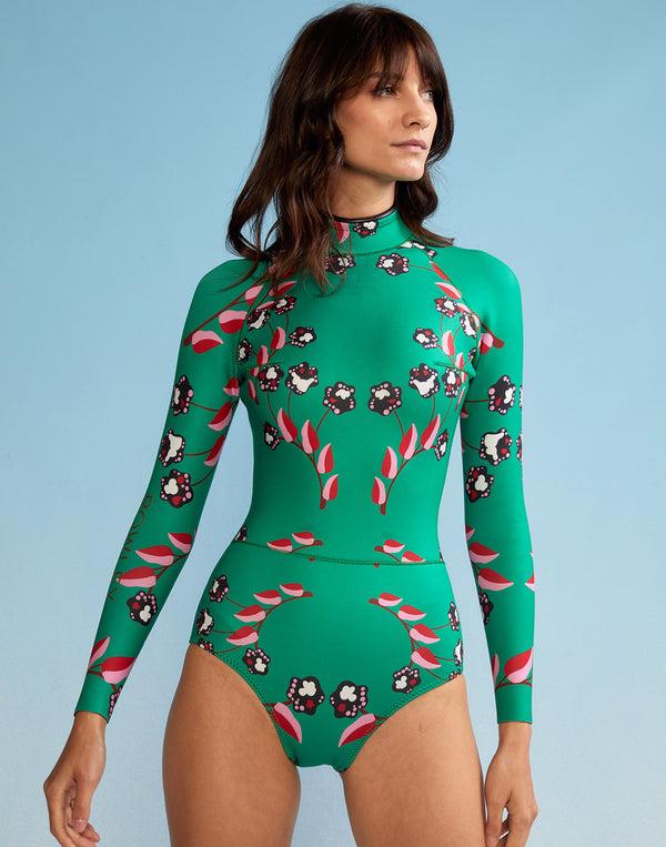 Cynthia Rowley Vine Floral High Cut Wetsuit