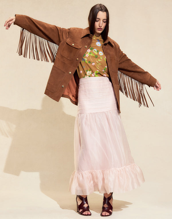 Cynthia Rowley Westward Fringe Suede Jacket