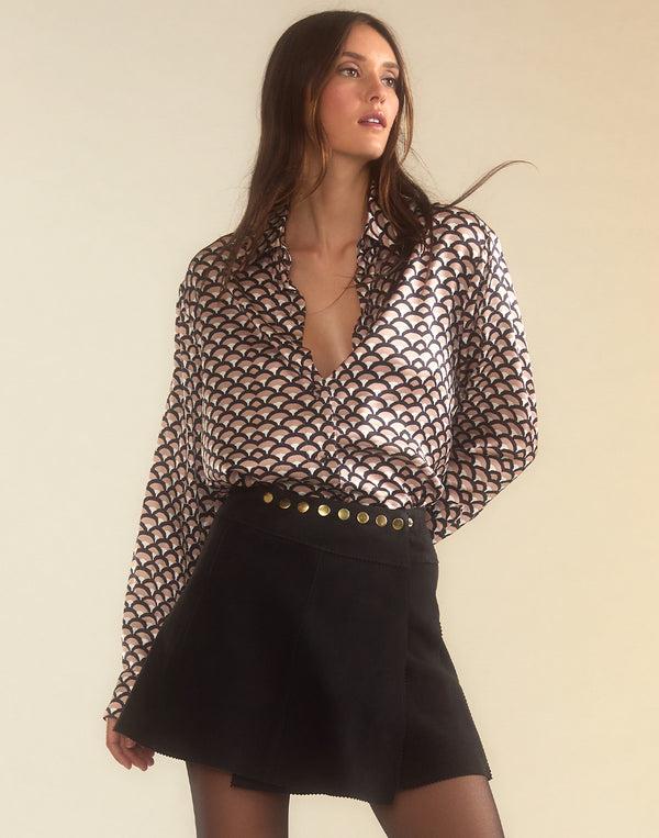 cynthia rowley Westward Suede Wrap Skirt