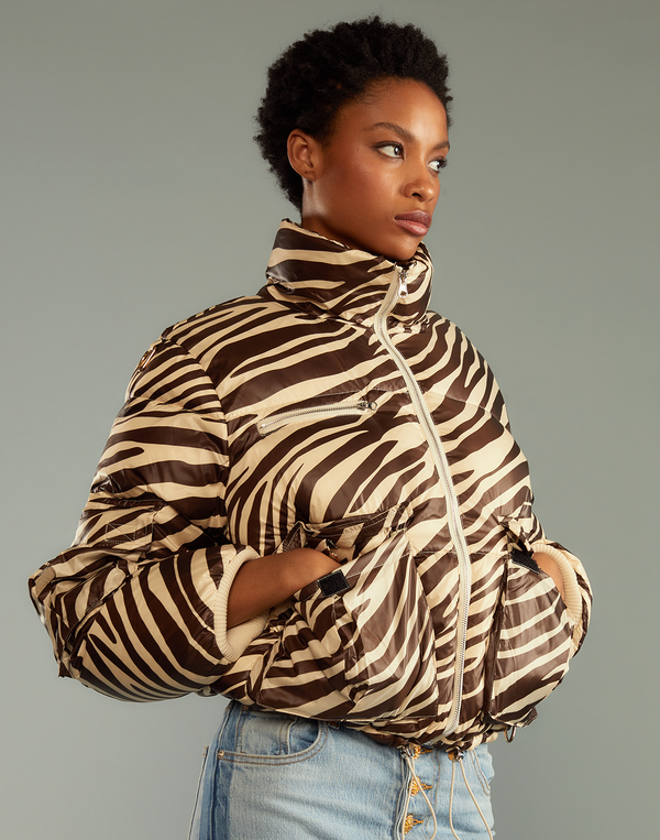 Cynthia Rowley Zebra Down Puffer Jacket