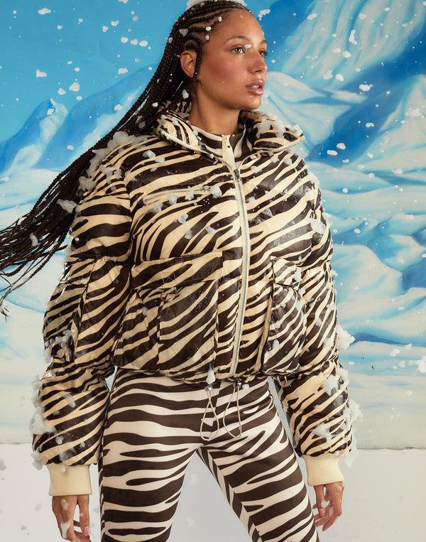 Cynthia Rowley Zebra Down Puffer Jacket