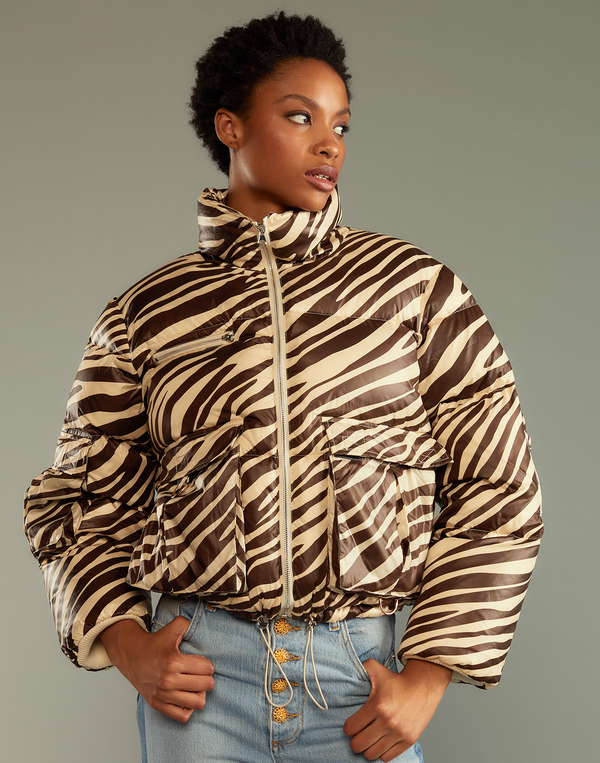 cynthia rowley Zebra Down Puffer Jacket