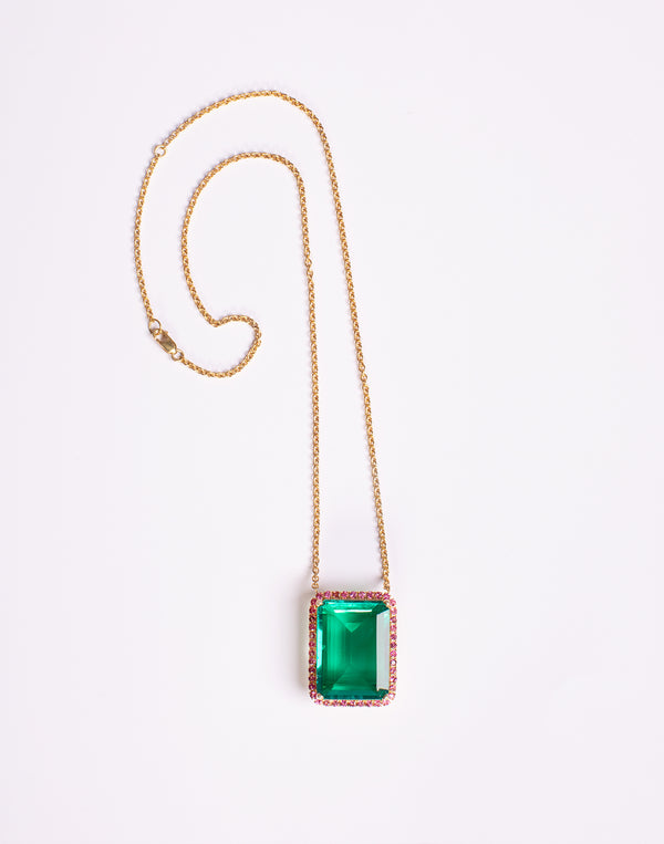 cynthia rowley Green Topaz and Pink Tourmaline Pendant