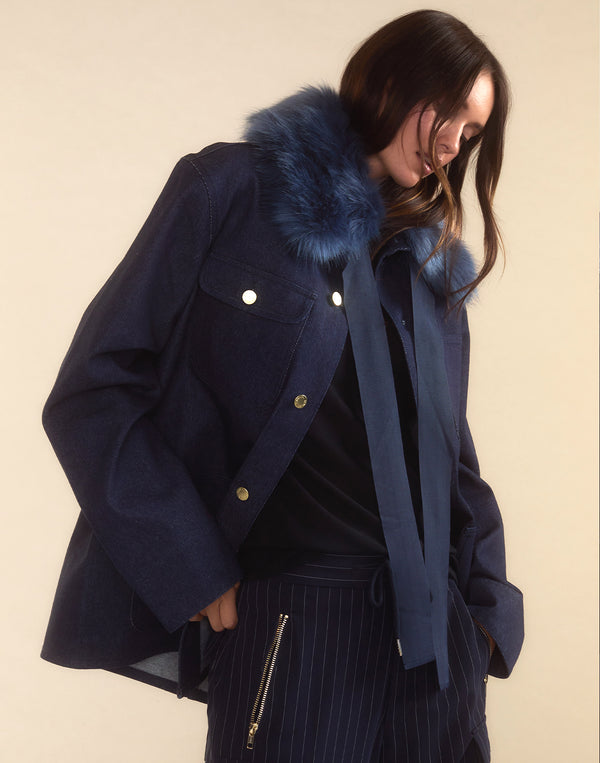 Cynthia Rowley Outward Bound Field Removable Fur Collar Jacket