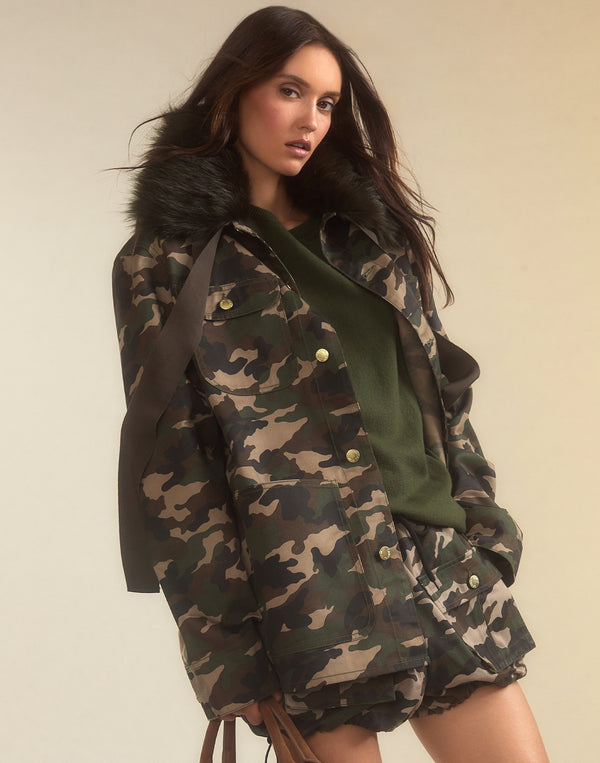 Cynthia Rowley Outward Bound Field Removable Fur Collar Jacket