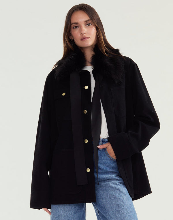Cynthia Rowley Outward Bound Field Removable Fur Collar Jacket