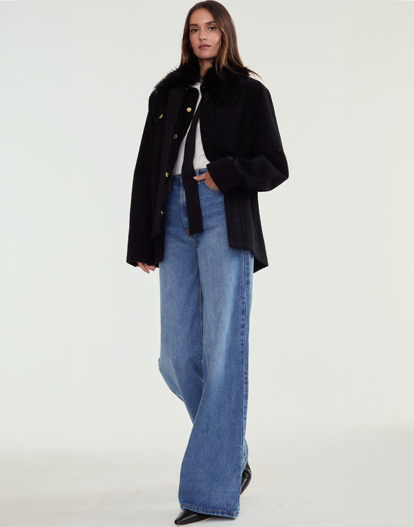 Cynthia Rowley Outward Bound Field Removable Fur Collar Jacket