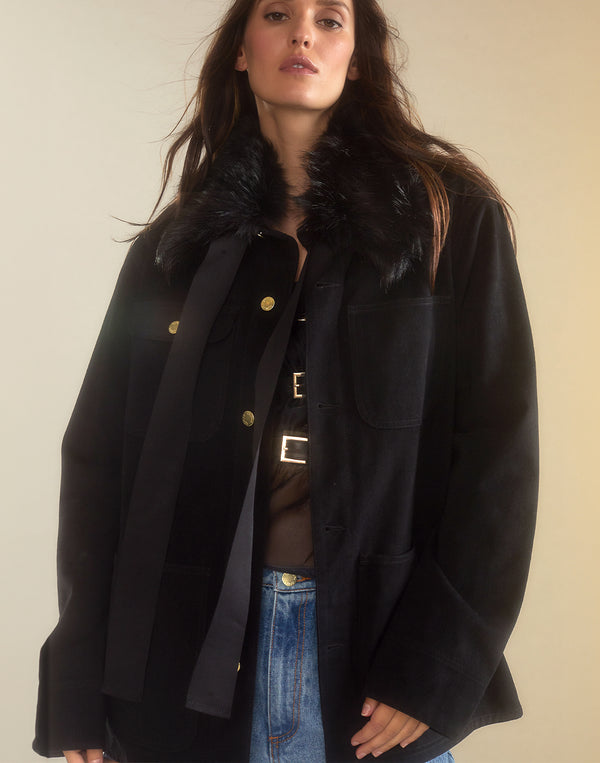 cynthia rowley Outward Bound Field Removable Fur Collar Jacket