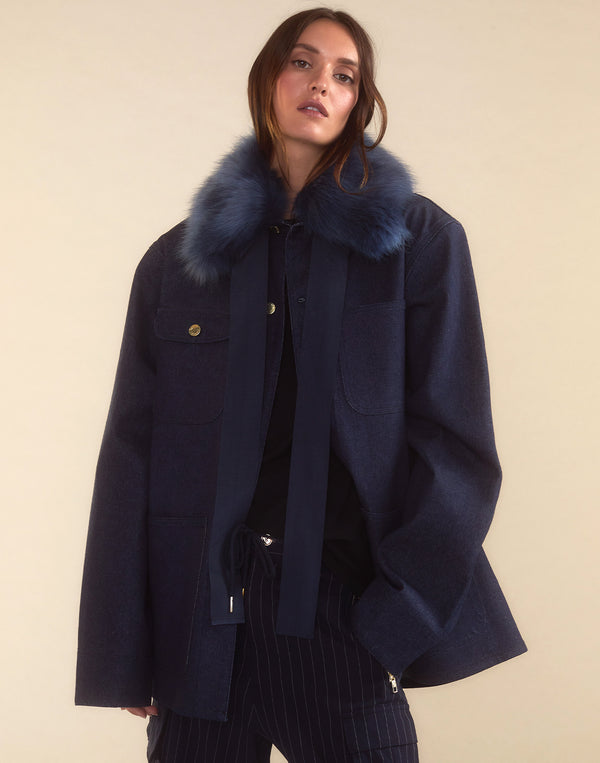 Cynthia Rowley Outward Bound Field Removable Fur Collar Jacket