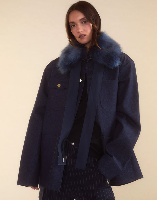 Cynthia Rowley Outward Bound Field Removable Fur Collar Jacket