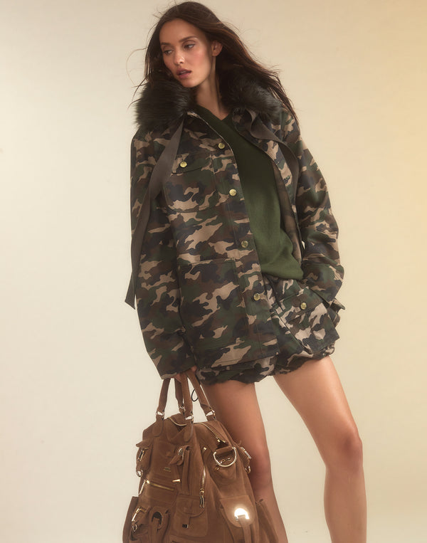 Cynthia Rowley Outward Bound Field Removable Fur Collar Jacket