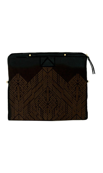 cynthia vincent BANKER'S ETCHED SUEDE CLUTCH Black