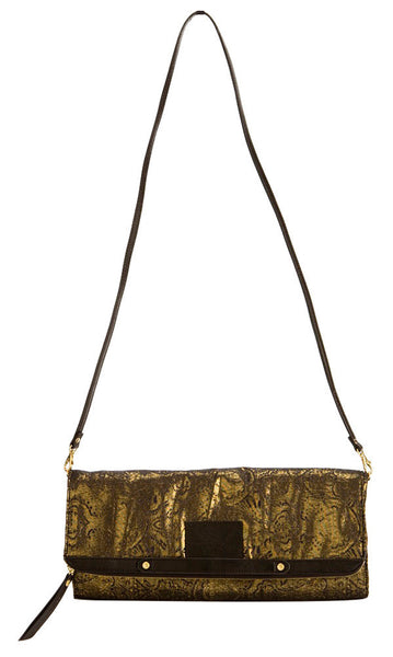 Cynthia Vincent BROCADE BANKER'S CLUTCH Gold