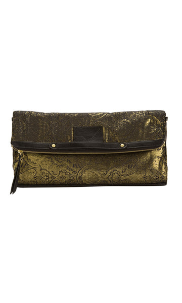 cynthia vincent BROCADE BANKER'S CLUTCH Gold