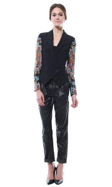Cynthia Vincent Contrast Sleeve Scuba Blazer