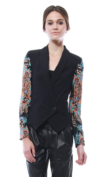 cynthia vincent Contrast Sleeve Scuba Blazer