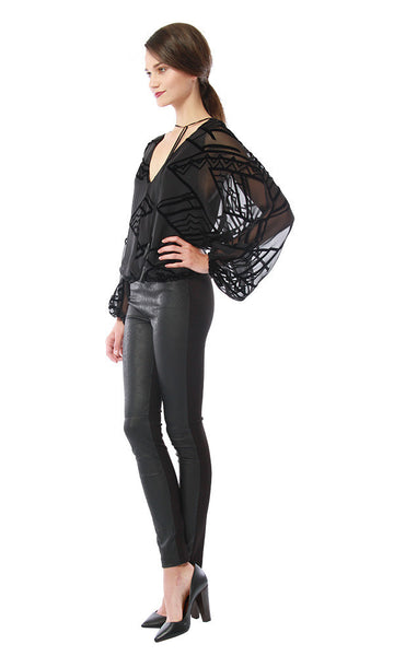 Cynthia Vincent Dolman Tie Front Blouse