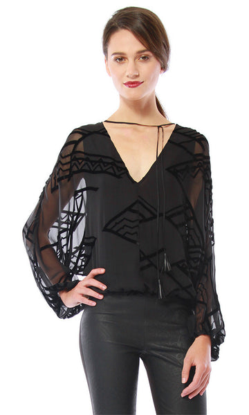 cynthia vincent Dolman Tie Front Blouse