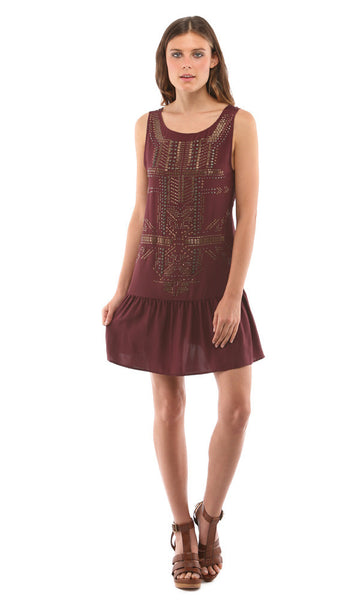 Cynthia Vincent DROP WAIST EMBELLISHED SHIFT DRESS